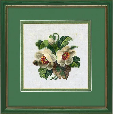 Produktbild von Eva Rosenstand Kreuzstich Set "Weisse Blumen", Zählmuster, 20x20cm