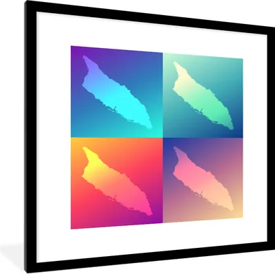 Produktbild von MuchoWow® Gerahmtes Poster Bunte Illustrationen von Aruba 40x40 cm - Poster mit Schwarzem Bilderrahmen Wandposter Rahmen Foto Bilder - Poster - Plakat im Rahmen