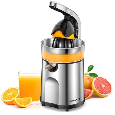 Immagine prodotto di VINATO Spremiagrumi elettrico in acciaio inossidabile con 2 coni di spremitura – Spremiagrumi automatico per arance