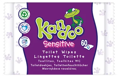 Produktbild von Kandoo Sensitive Feuchttücher 12x60 Tücher – Spülbar & parfümfrei