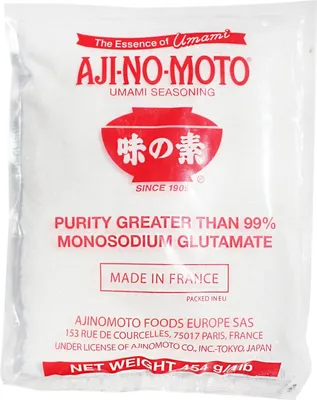 A bag of Ajinomoto Umami Seasoning.
