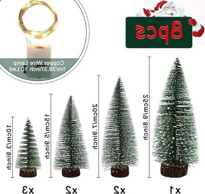 Produktbild von Kleine Weihnachtsbäume mit LED Lichtern und Holzbasis
