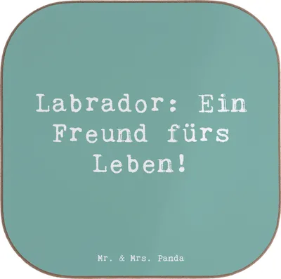 Produktbild von Mr. & Mrs. Panda Untersetzer für Gläser Spruch Labrador Freund - Meeresbrise - Geschenk, Tassen, weinuntersetzer, Glas, Therapiehund, Tassenuntersetzer, Familienhund