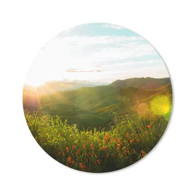 Produktbild von MuchoWow® Mauspad Mousepad Hügel - Sonnenuntergang - Gras - Grün 20x20 cm - Mousepads - Maus Mat - Pad - Mausunterlage - Schreibtischmatte