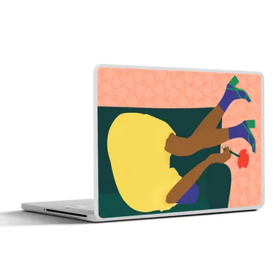 Produktbild von MuchoWow® Laptop Aufkleber Sticker Cover Frau - Blumen - Retro 30x21 cm - Sticker für Laptop - Selbstklebend