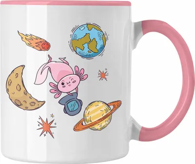 Produktbild von Trendation - Axolotl Tasse Grafik Lustig Geschenkidee Schwanzlurch Tiere Geschenk Galaxie (Rosa)