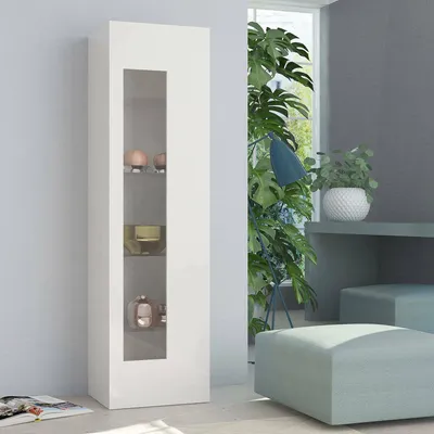 Immagine prodotto di Dmora Vetrina Adatka 34x45x162h cm Bianco Lucido, Apertura Battente 5 Vani Italy