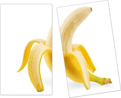 Produktbild von Spritzschutz Herdabdeckplatte Schneidebrett aus Glas Banane geschält 2-Teilig (60x52cm)