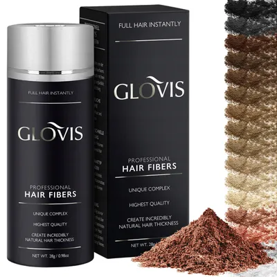 Zdjęcie produktu dla Włókna GLOVIS Hair Fibers 28g Mikrowłókna Zagęszczanie Łysienie Wypadanie Włosów Szybki Naturalny Efekt - Kolor KASZTANOWY