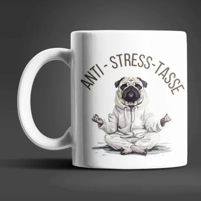 Produktbild von Yoga Hund Bulldogge Anti Stress Keramik Kaffeetasse Teetasse Tasse Geschenke