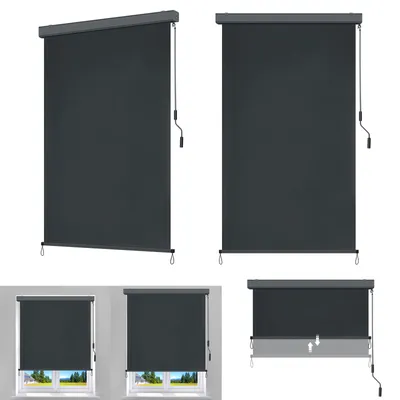 Obrázek produktu pro LZQ 250x160cm venkovní vertikální markýza Výsuvná vertikální markýza s ruční kličkou Sluneční clona Markýzy na ochranu soukromí Venkovní roleta, tmavě šedá