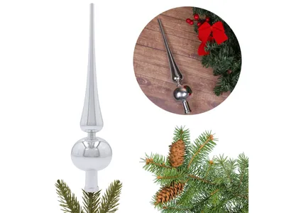 Obrázek produktu pro Stříbrná špice, vrchol vánočního stromku, vánoční vrcholová ozdoba 30 cm