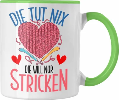 Produktbild von Trendation - Lustige Stricken Tasse Geschenk für Häckeln Rentnerin Oma (Grün)