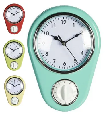 Produktbild von 50er Jahre Retro Wanduhr Küchenuhr mit Kurzzeitmesser Vintage Eieruhr Timer