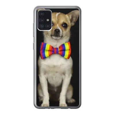 Produktbild von MuchoWow® Handyhülle Schutzhülle Hülle für Samsung Galaxy A52 5G Hund - Fliege - Schwarz Silikon Softcase Handy Hülle