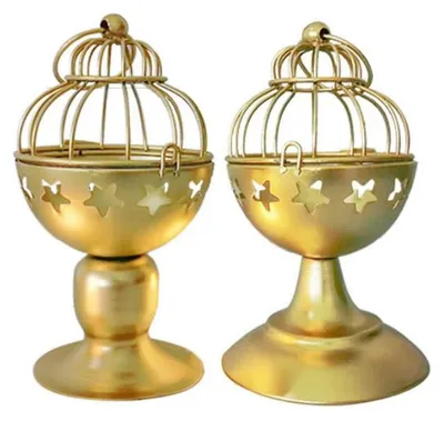 Kerzenhalter-Set aus Messing, gold, Stern-Design, 2 Stück