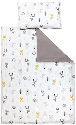 Produktbild von TupTam Kinder Bettwäsche Gemustert 2-Teilig Wendebettwäsche, Farbe: Wald / Fuchs / Reh / Igel / Bärchen / Beige, Größe: 135x100 cm