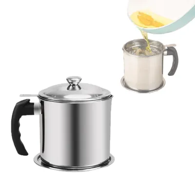 Fettbehälter mit Sieb, 1,5 l, Edelstahl, Ölfilterkanne