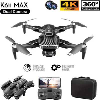 Image de Drone avec caméra 4K, moteur brushless, évitement d'obstacles, WiFi, transmission d'images 5G, One Touch On/Off, 360°Flip, pliable, 2 batteries, cadeau pour enfants & adultes