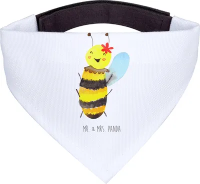 Produktbild von Mr. & Mrs. Panda Hunde Halstuch Biene Happy - Weiß - Geschenk, Für, Hundehalstuch, Hund, Tuch