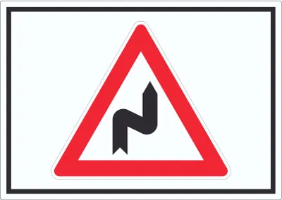 Produktbild von Aufkleber Achtung Doppelkurve rechts Symbol A9 (37x52mm)
