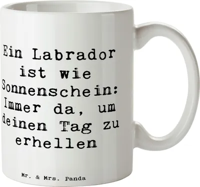 Produktbild von Mr. & Mrs. Panda Becher Spruch Labrador Sonnenschein - Weiß - Geschenk, Familienhund, treu, Hunderassen Pflege, Therapiehund, Teetasse, verspielter Hund, Tasse, Lächeln