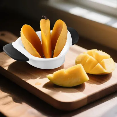 Produktbild von Mangoschneider aus Edelstahl – Mango teilen und entkernen mit ergonomischen Griffen
