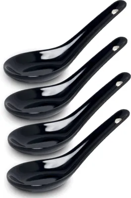 Produktbild von White and black Series ASIATICA | Porzellan-Löffel-Set Asien / Ramen