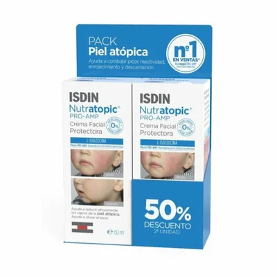 Immagine prodotto di Isdin Nutratopic Pro-AMP crema viso per pelli atopiche, 2 x 50 ml
