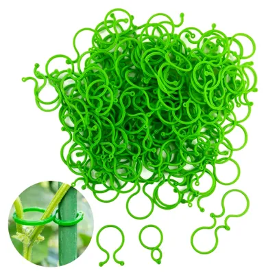 Produktbild von 200 Stück grüne Pflanzenclips klein, wiederverwendbare Pflanzenklammern für Kletterpflanzen und Gartenunterstützung