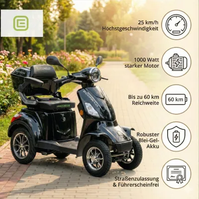 Produktbild von E-Seniorenmobil Voltrixx, Lithium-Akku, 4-Rad, 1000 Watt, Schwarz