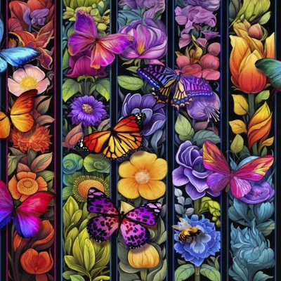 Productafbeelding van Puzzel van 1500 stukjes: Kleurrijke bloemen en vlinders