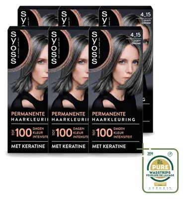 Imagen del producto de 6 tintes permanentes SYOSS 4-15 Dusty Chrome con queratina - Pack ahorro - 6 unidades