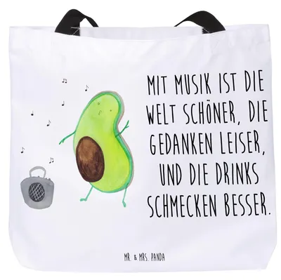 Produktbild von Mr. & Mrs. Panda Reisetasche Avocado Tanzen - Weiß - Geschenk, Party, Singen, Tote Bag, Laptoptasche, Urlaub, Tasche, Strandtasche, Musik, Stoffbeutel