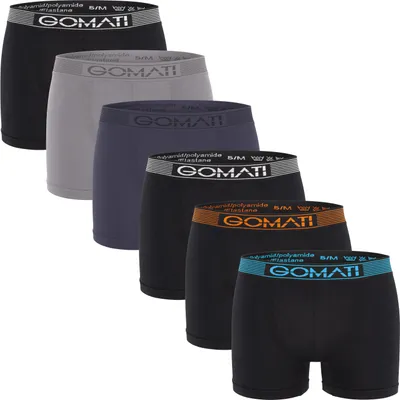 Produktbild von Gomati Herren Seamless Pants (6er Pack) Nahtlose Boxershorts aus Microfaser-Elasthan - Black Grey Mix L