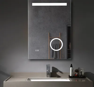 Produktbild von MIQU Badspiegel 50x70cm LED Badezimmerspiegel Wandspiegel mit 3-Fach Vergrößerung, Touch-Schalter,  [++]beschlagfrei IP44 energiesparend