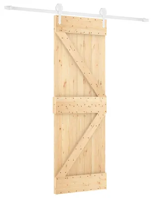 Image de Porte coulissante vidaXL, finition naturelle et blanche, 70 x 210 cm, pin massif