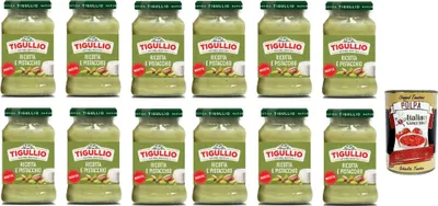 Produktbild von 12x Star Tigullio GranPesto Pesto Ricotta e pistacchio, pesto mit Ricotta und Pistazien 185 g Sauce Soße + Italian gourmet polpa 400g