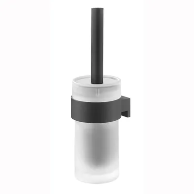 Produktbild von Tiger Bold Toilettenbürste mit gefrostetem Glasbehälter, Edelstahl, Schwarz-matt