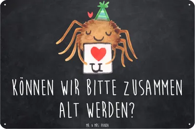 Produktbild von Mr. & Mrs. Panda Wandbild Spinne Agathe Brief DIN A3 - Kreidetafel - Geschenk, Liebespaar, Treuetest, Ich Liebe Dich, Schild, Verliebt, tafel, Türschild, Liebesgeschenk