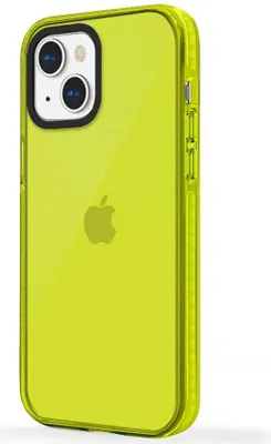A neon yellow iPhone case is shown against a white background.