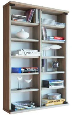 Immagine prodotto di Scaffale/espositore CD DVD in legno | Espositore con 2 porte in vetro di sicurezza ESG. | Dimensioni: H. 92 x W. 60 x D. 18 cm | 10 mensole variabili - Zuntisa