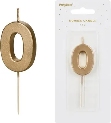 Immagine prodotto di Candela di compleanno numero 0, oro, 5,5 cm