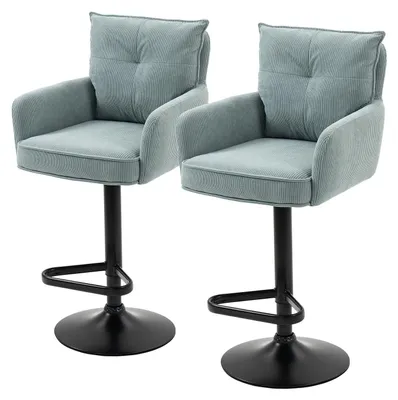 Produktbild von home24 Barstuhl - 2er-Set - Höhenverstellbar - Cord / Eisen