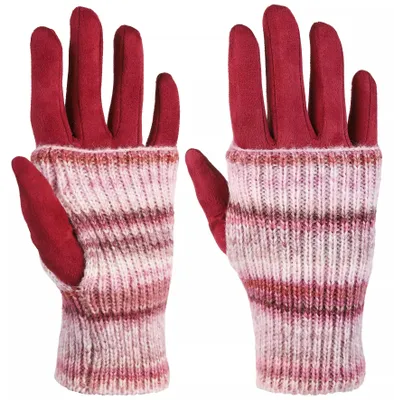 Obrázok produktu pre Dámske zimné rukavice, červené – teplé rukavice 2 v 1 – módne rukavice – fleecová podšívka – pletené rukavice