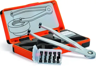Produktbild von AMF Verstellbarer Stirnlochschlüsselsatz für Zweilochmuttern mit Zapfen Spezialstahl - 50427 758S