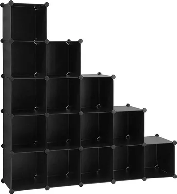 Produktbild von Holz-Schublade-Regal 16 Einheiten - 125 x 31 x 125 cm