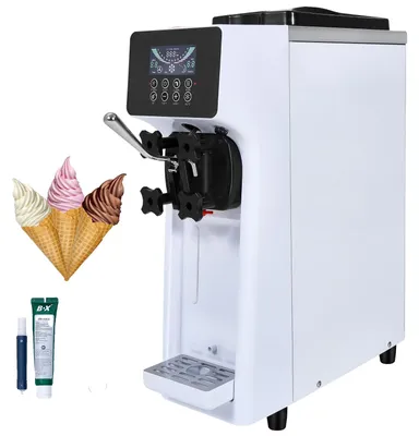 Obrázok produktu pre VEVOR komerčný zmrzlinovač, kapacita 10 l/h, 900 W, výrobník mäkkej zmrzliny na jednu príchuť, na pracovnej doske, so zásobníkom 4 l, valec 1,6 l, LCD displej, predchladzovanie