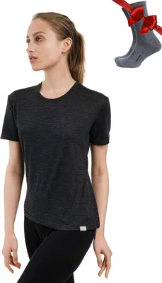 Productafbeelding van Thermisch dameshirt van merinowol met korte mouwen, inclusief Wollen wandelsokken, set van 2