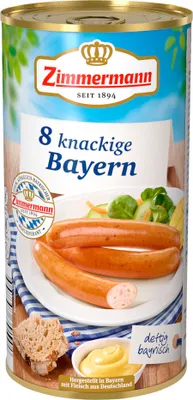 Image de Zimmermann saucisses au jambon de Bavière croquantes 8 pcs ATG 250g boîte 550g
